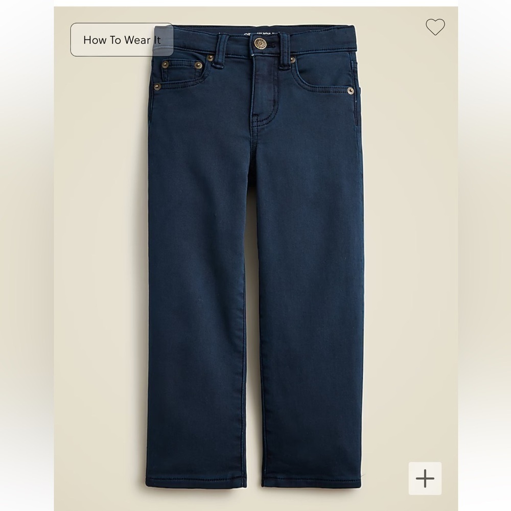 J crew navy blue Kids' classic-fit garment-dyed stretch jean